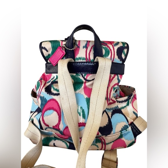 Vintage Coach IKat Print Multi Color Nylon Drawstring Backpack Rucksak F24451 - Picture 5 of 14